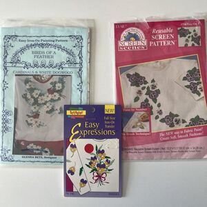 Screen Scenes Iron On Transfer Painting Patterns Pansy Flowers, Cardinals VTG